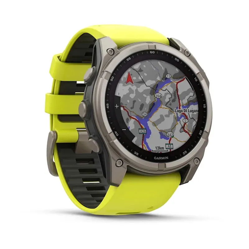 * Fenix 8 - 47 Mm, Solar, Sapphire Titanium With Amp Yellow Silicone Band