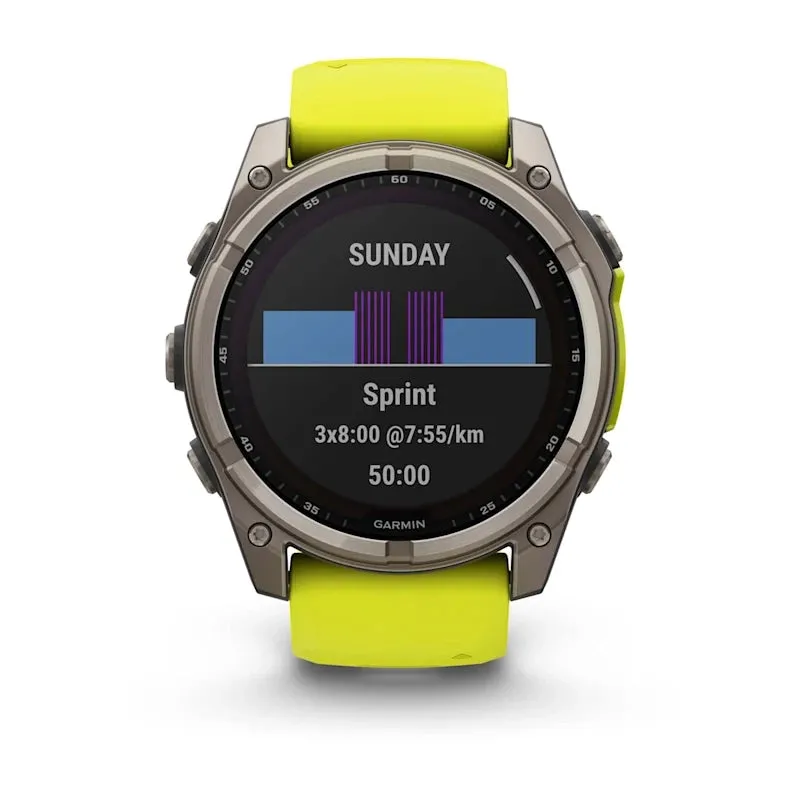 * Fenix 8 - 47 Mm, Solar, Sapphire Titanium With Amp Yellow Silicone Band