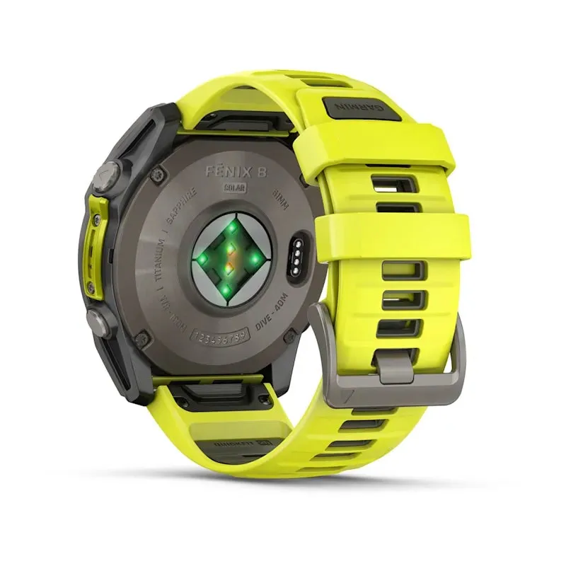 * Fenix 8 - 47 Mm, Solar, Sapphire Titanium With Amp Yellow Silicone Band