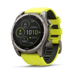 * Fenix 8 - 51 Mm, Solar, Sapphire Titanium With Amp Yellow/graphite Silicone Band