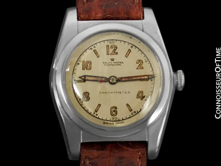 1946 Rolex Vintage Mens WWII Era Bubbleback, Ref. 2940, Stainless Steel - Very Fine & Rare