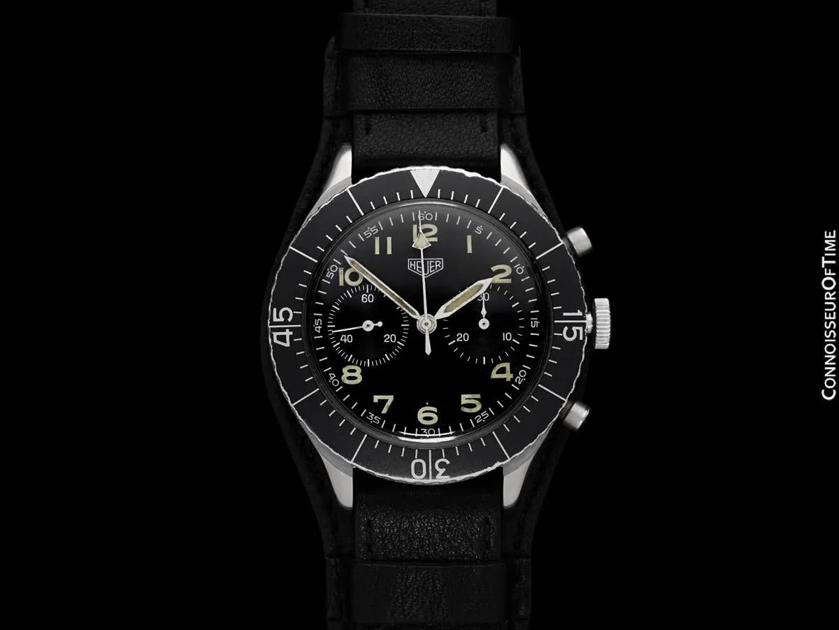 1960's Heuer Bundeswehr 1550SG Vintage Flyback Chronograph Mens Watch - Stainless Steel