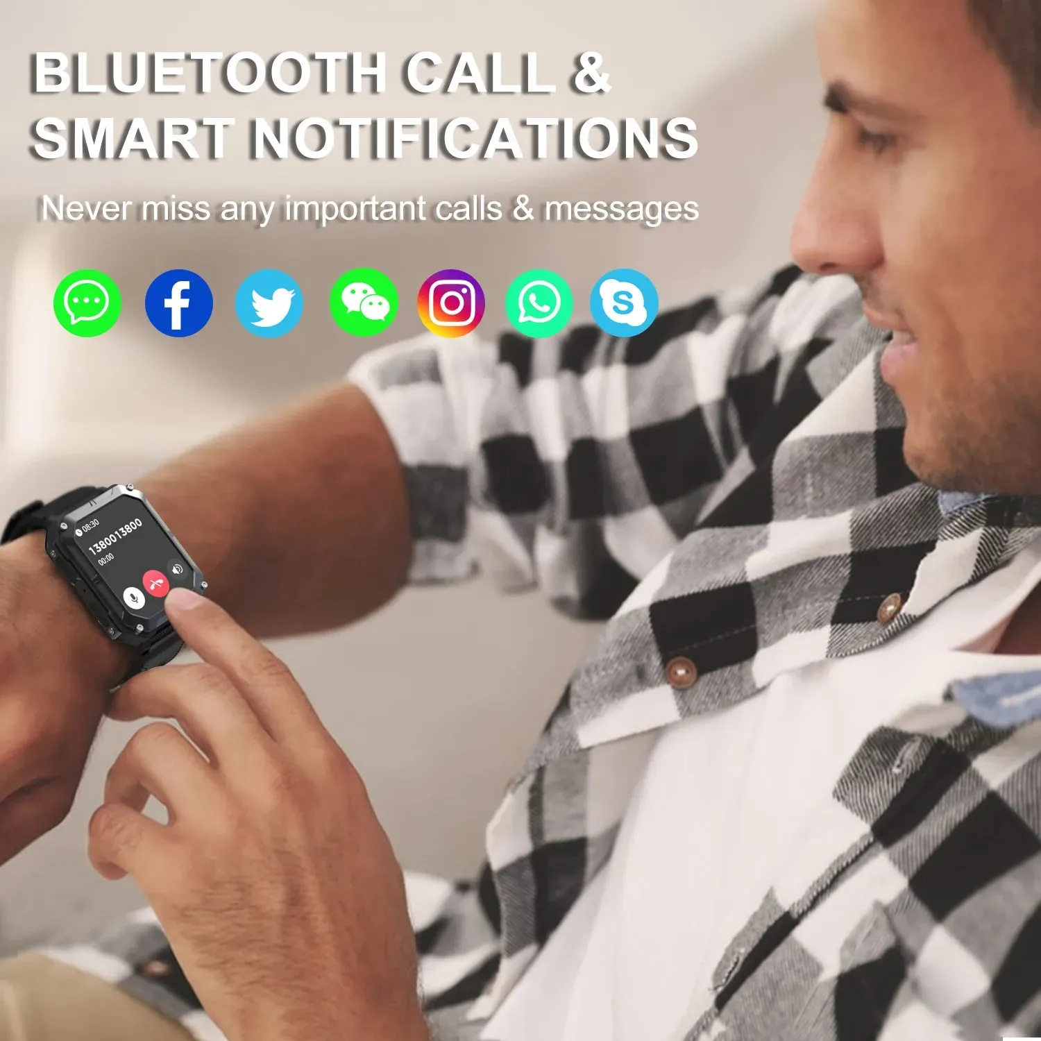 2023 New C20 Pro Smart Watch Voice Assistant BT Wireless Call Business Outdoor Sports IP68 Waterproof Wristwatch for Android Ios