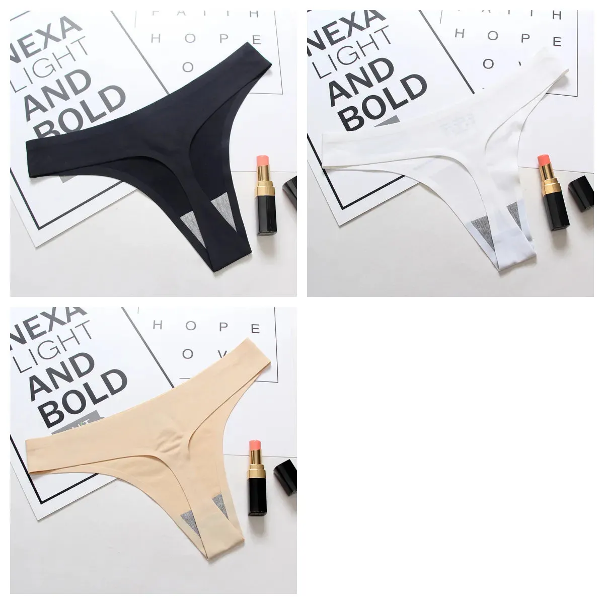 3Pcs Seamless Panties For Women Ice Silk Underwear Female Bikini G-string Thin Lingerie Soft Sports Thongs Summer Panties