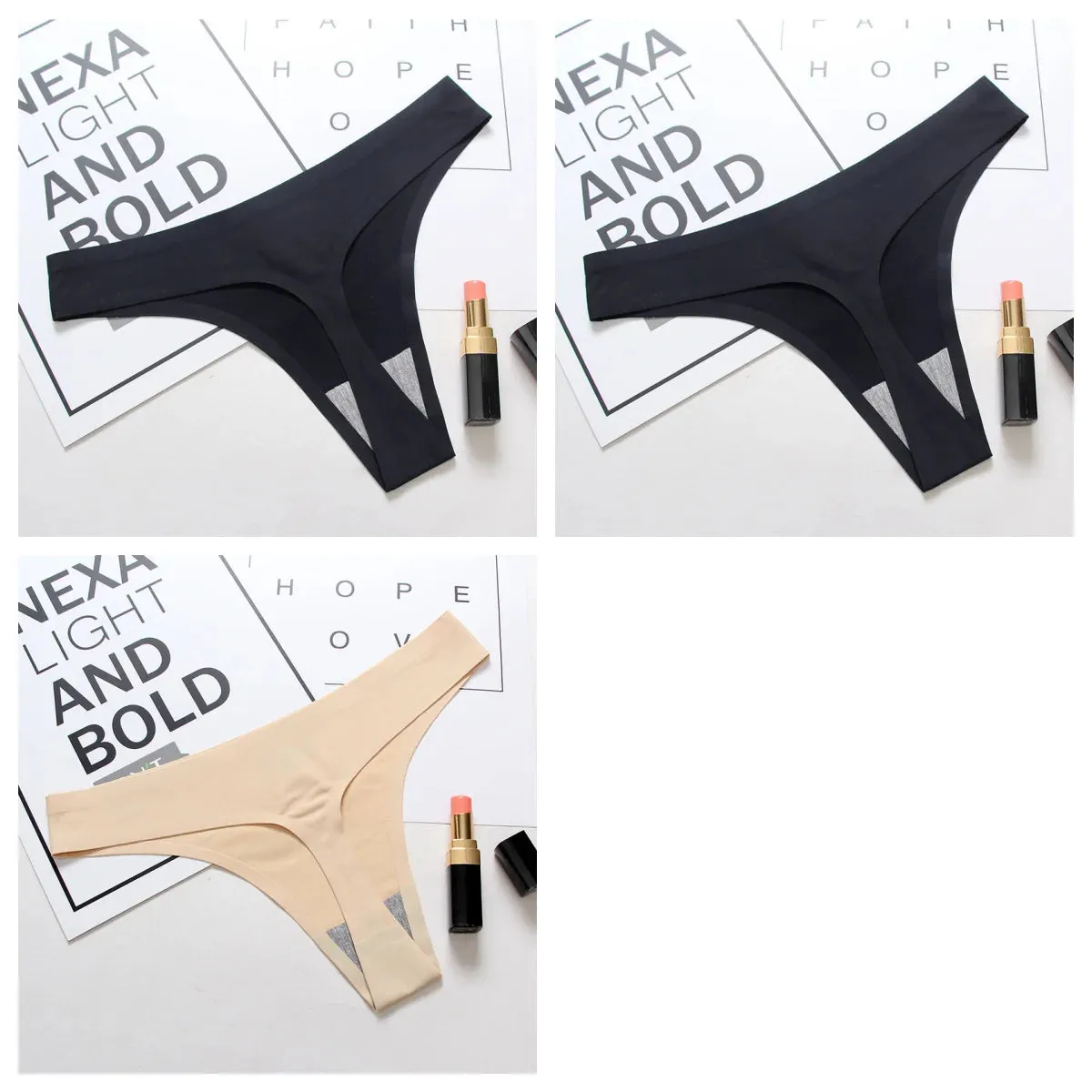 3Pcs Seamless Panties For Women Ice Silk Underwear Female Bikini G-string Thin Lingerie Soft Sports Thongs Summer Panties