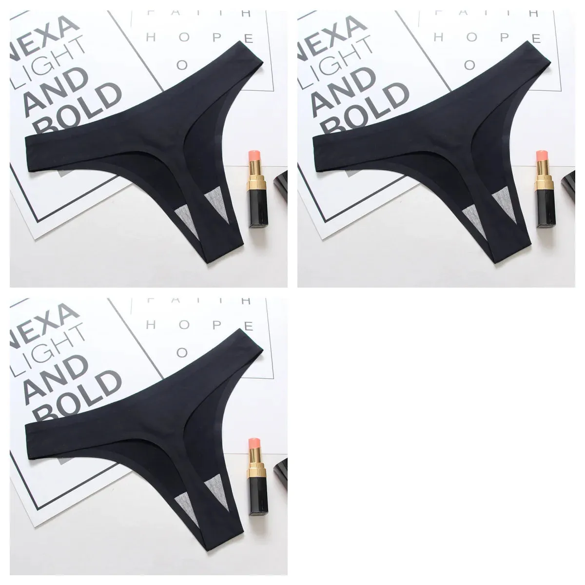 3Pcs Seamless Panties For Women Ice Silk Underwear Female Bikini G-string Thin Lingerie Soft Sports Thongs Summer Panties