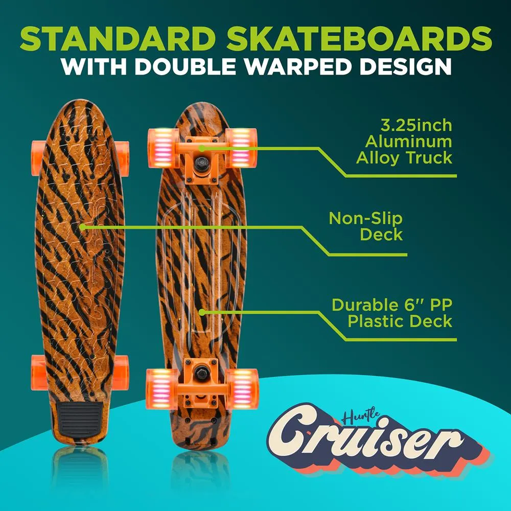 6'' Pp Deck Skateboard - Mini Cruiser Skateboard, Designed For Kids, Teens, And Adults (Tiger)