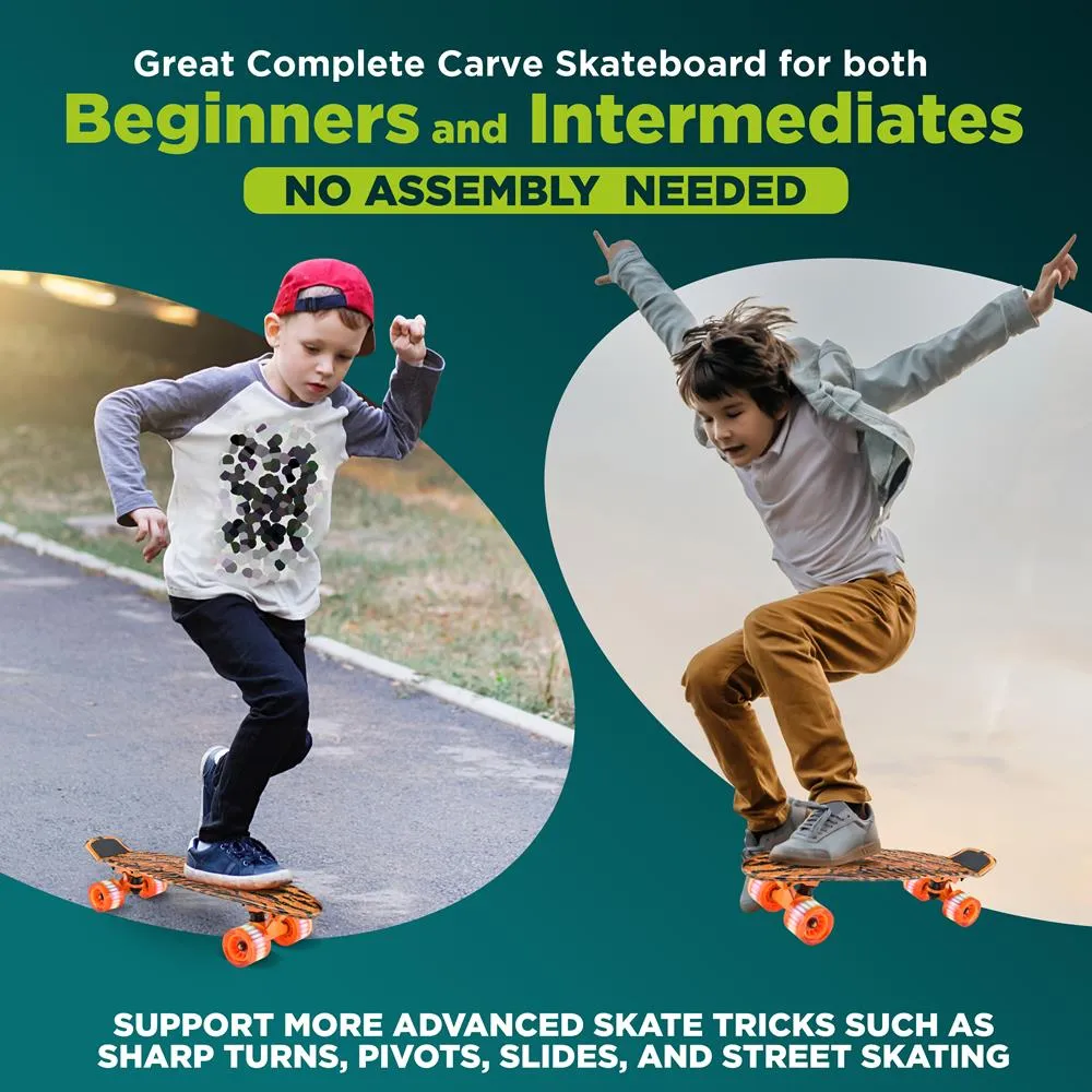 6'' Pp Deck Skateboard - Mini Cruiser Skateboard, Designed For Kids, Teens, And Adults (Tiger)