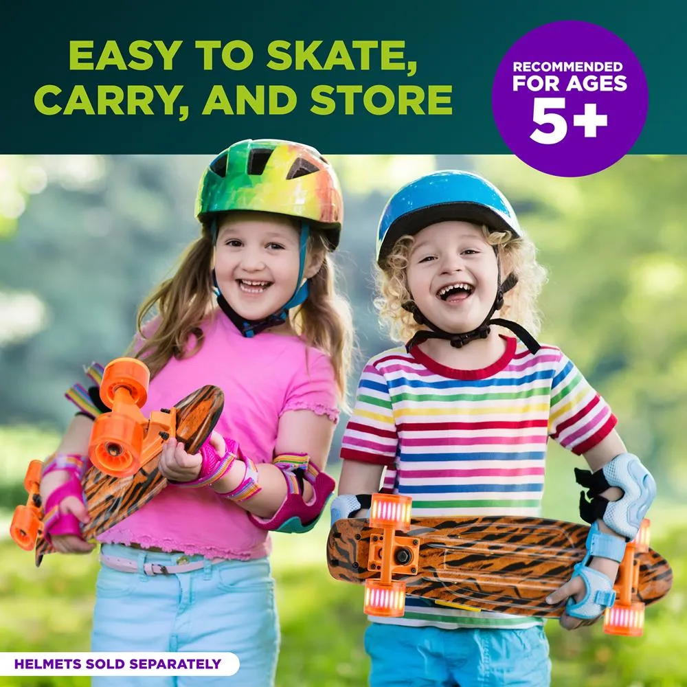 6'' Pp Deck Skateboard - Mini Cruiser Skateboard, Designed For Kids, Teens, And Adults (Tiger)