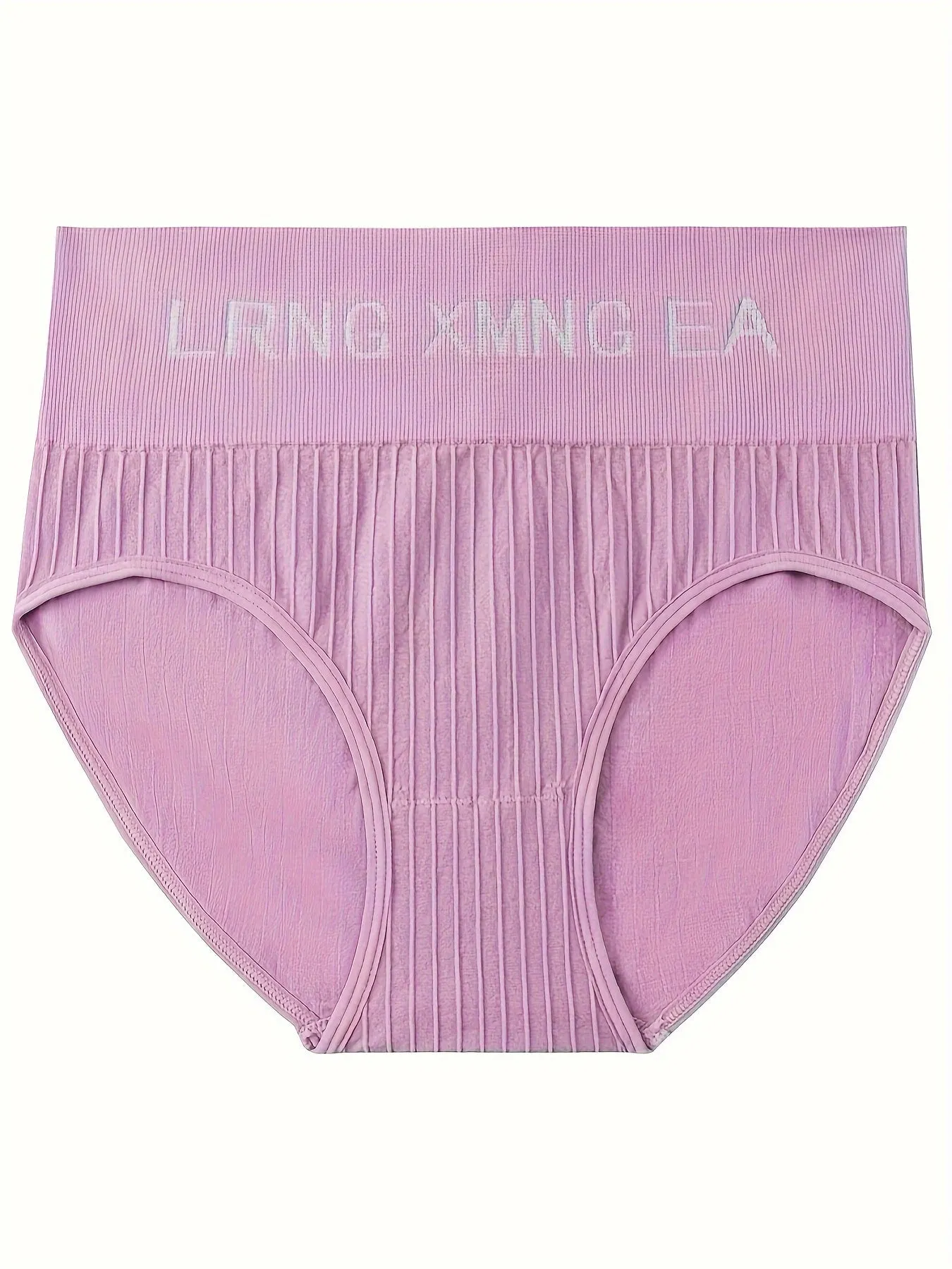 8 Pcs Women's Rib Knit Letter Print High Waisted Sporty Panties - Tummy Control & Butt Lifting