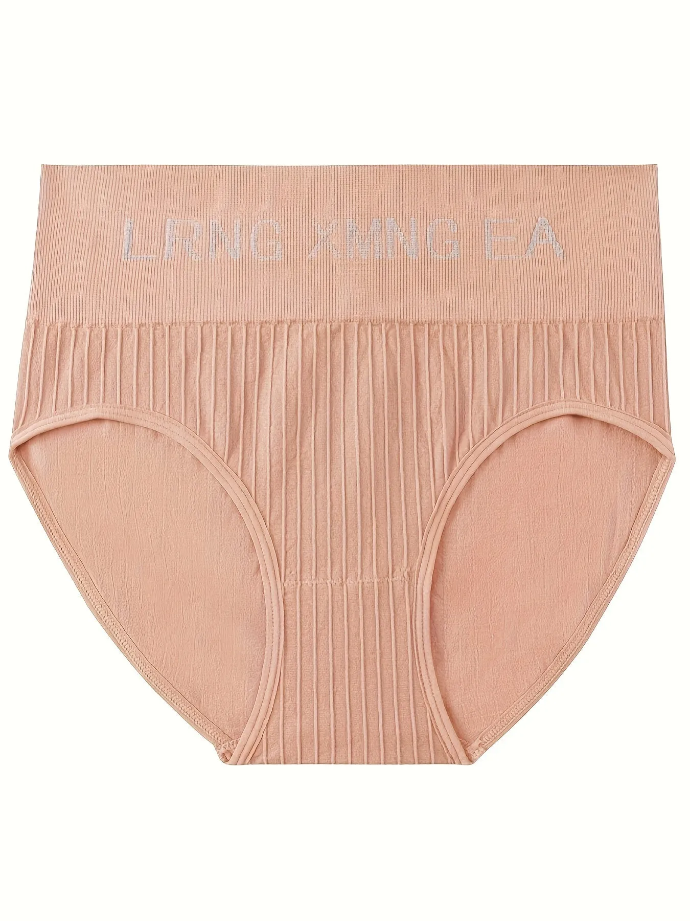 8 Pcs Women's Rib Knit Letter Print High Waisted Sporty Panties - Tummy Control & Butt Lifting
