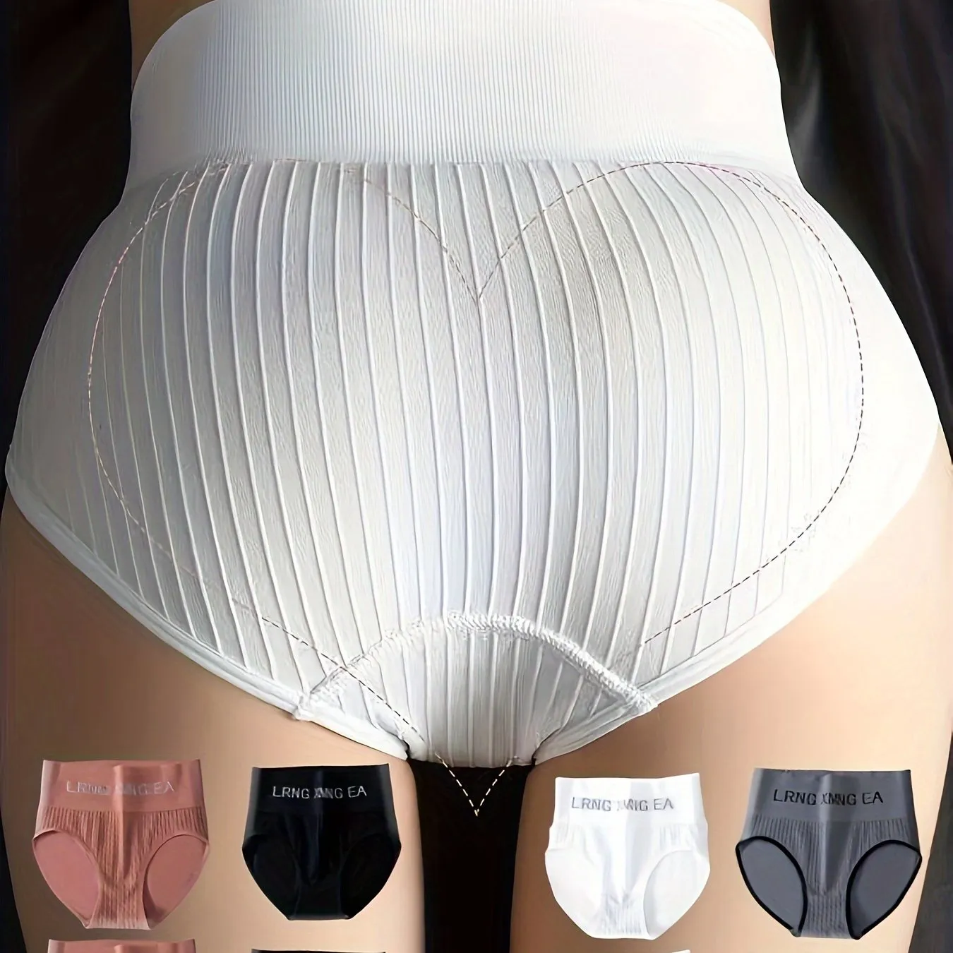 8 Pcs Women's Rib Knit Letter Print High Waisted Sporty Panties - Tummy Control & Butt Lifting