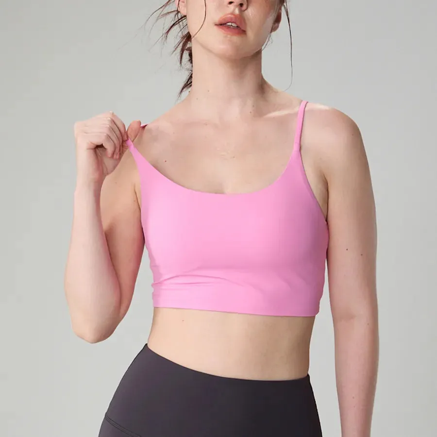 Aidu Sports Underwear with Chest Pad Women's Thin Beautiful Back Fitness Bra Thin Shoulder Belt One-piece Large Chest Yoga Vest
