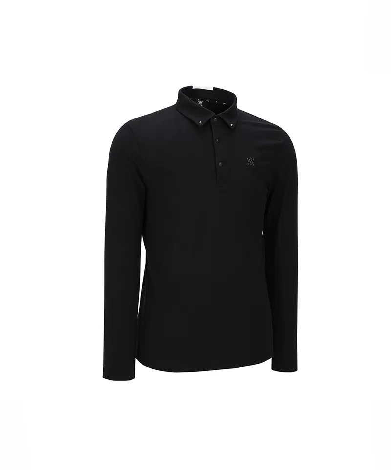 ANEW Golf Men's Collar Back Point L/TS - Black
