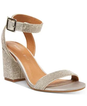 Ankle Strap Rhinestone Covered Block Heel Sandal