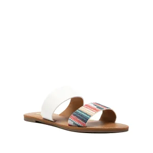 Athena Blue and Pink Fabric Two Band Slide- Final Sale