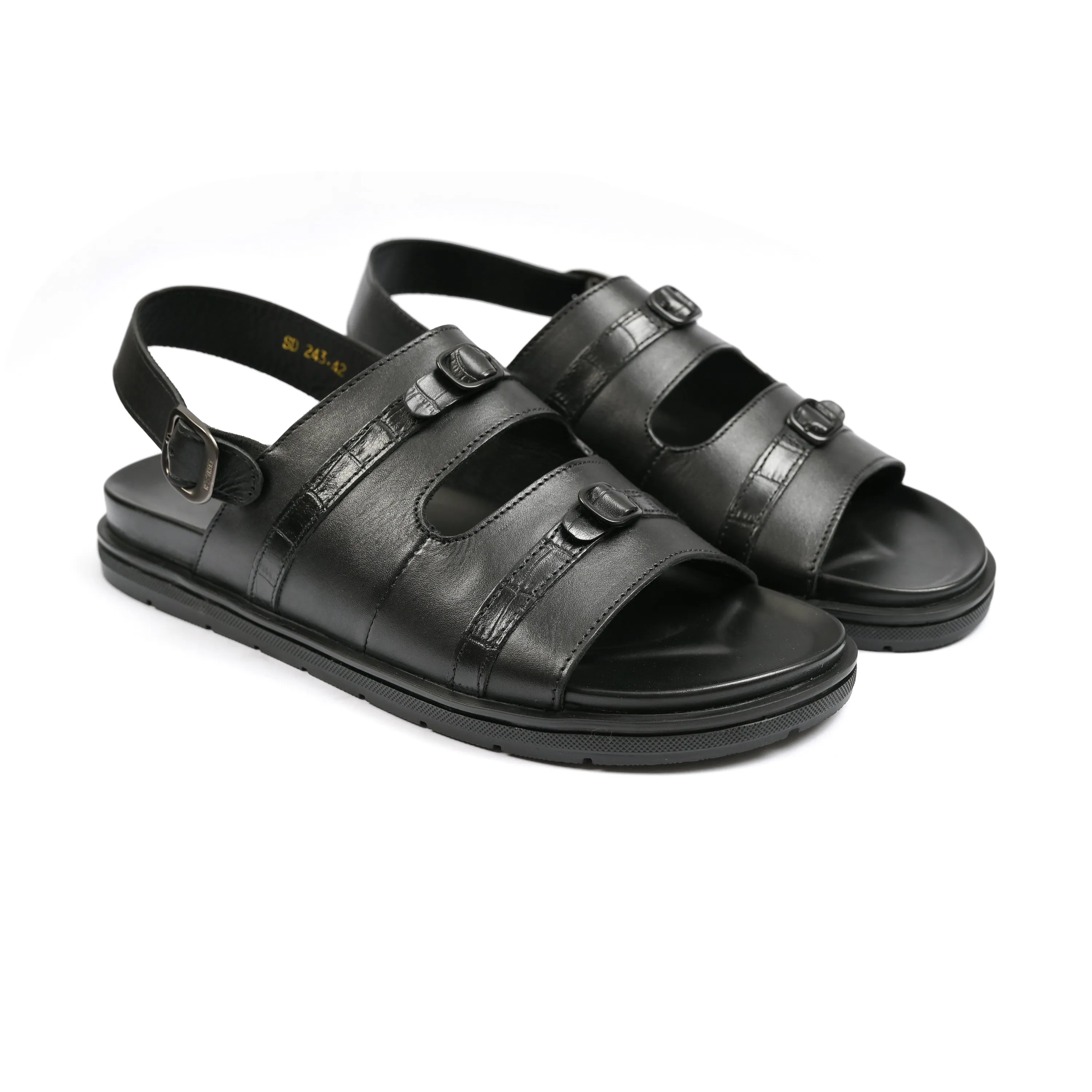 BLACK LEATHER EVA SANDAL