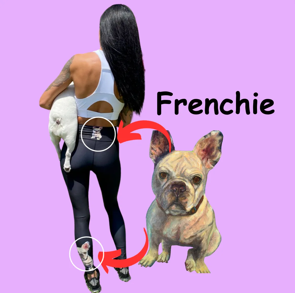 Black Leggings with White French Bulldog