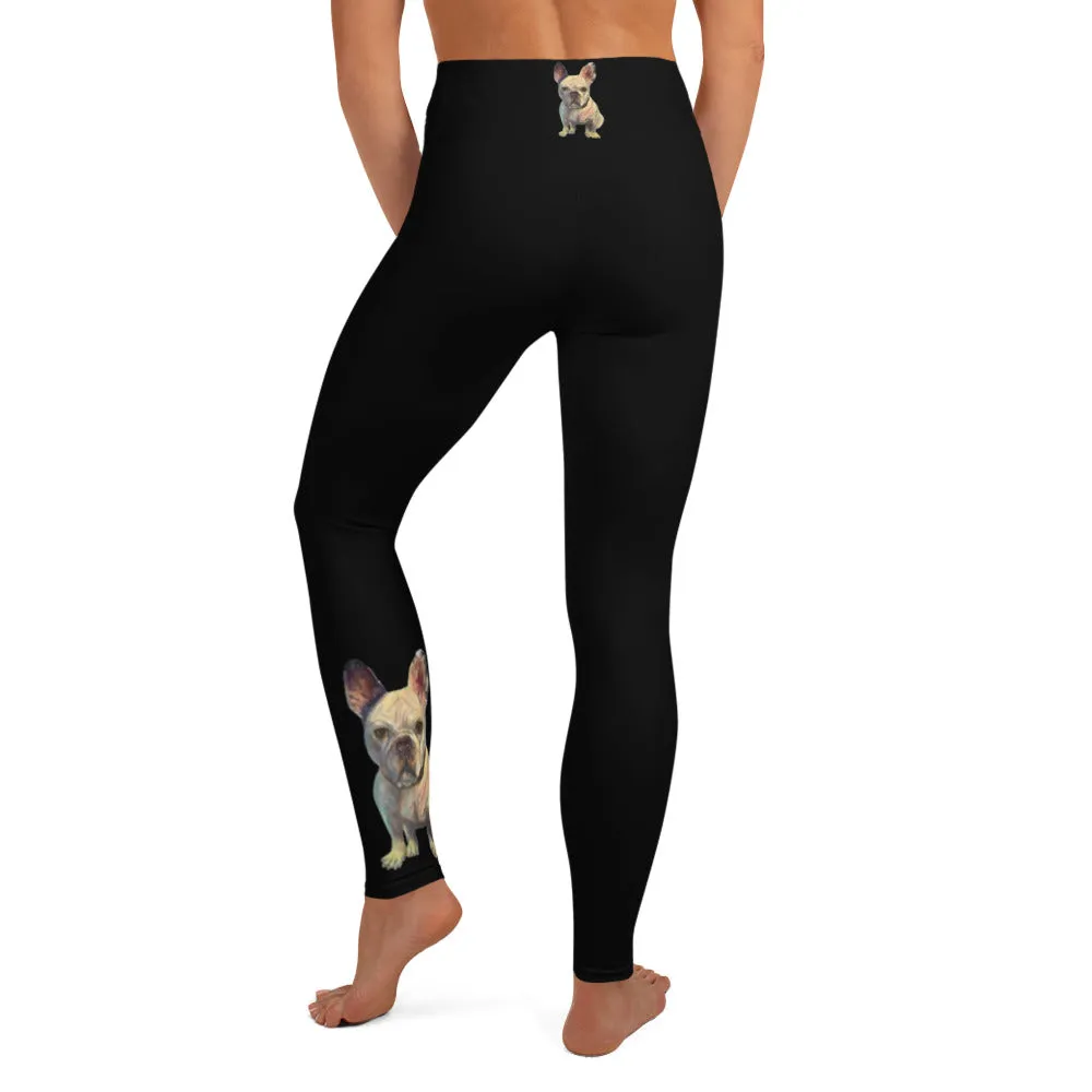 Black Leggings with White French Bulldog