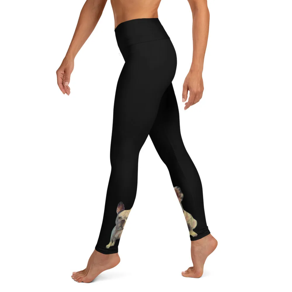 Black Leggings with White French Bulldog