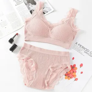 Bra Panties Set Push Up Sports Bra Set Letter Strap Seamless Active Bra Women Lingerie Set Fitness Top Underwear