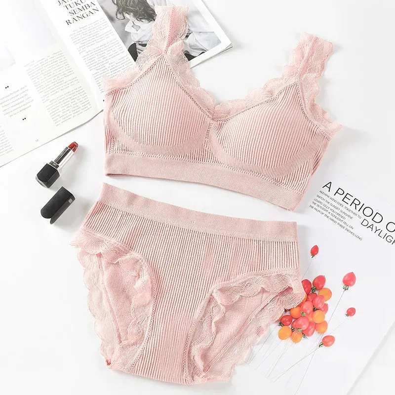 Bra Panties Set Push Up Sports Bra Set Letter Strap Seamless Active Bra Women Lingerie Set Fitness Top Underwear