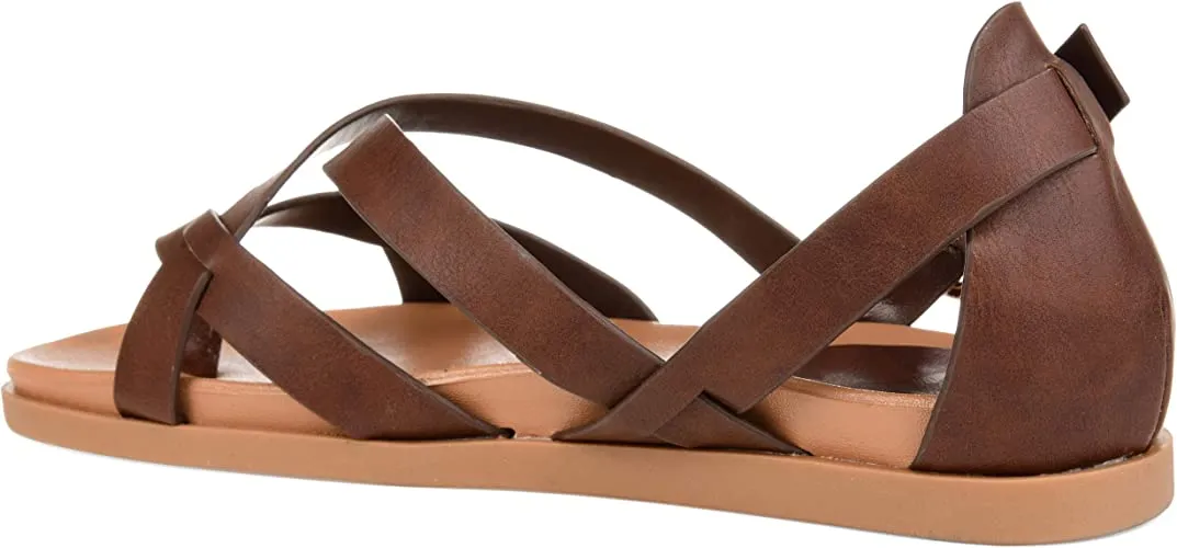 Brinley Co. Womens Cuffed Ankle Gladiator Sandal Brown, 8.5 Regular US