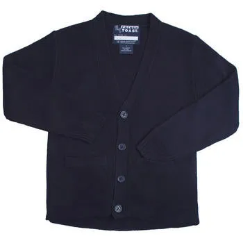 Cardigan Sweater, Youth Navy Anti-Pill V-Neck