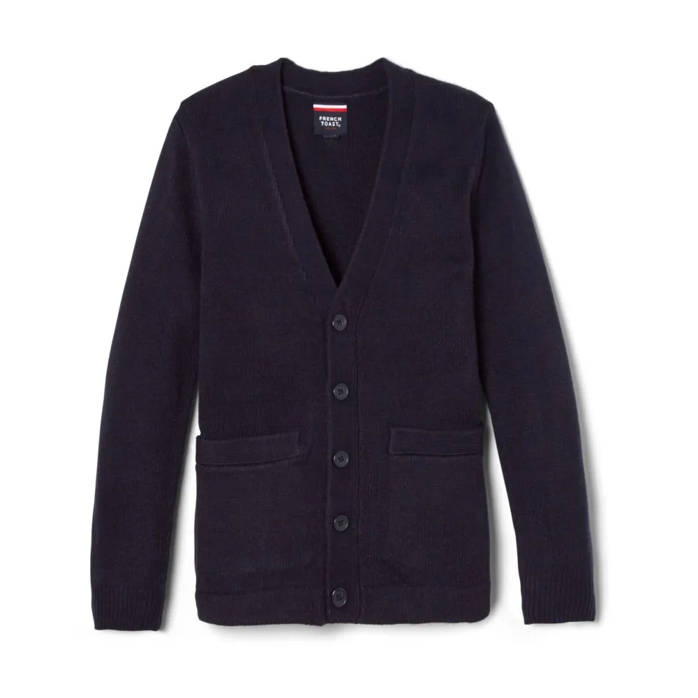 Cardigan Sweater, Youth Navy Anti-Pill V-Neck