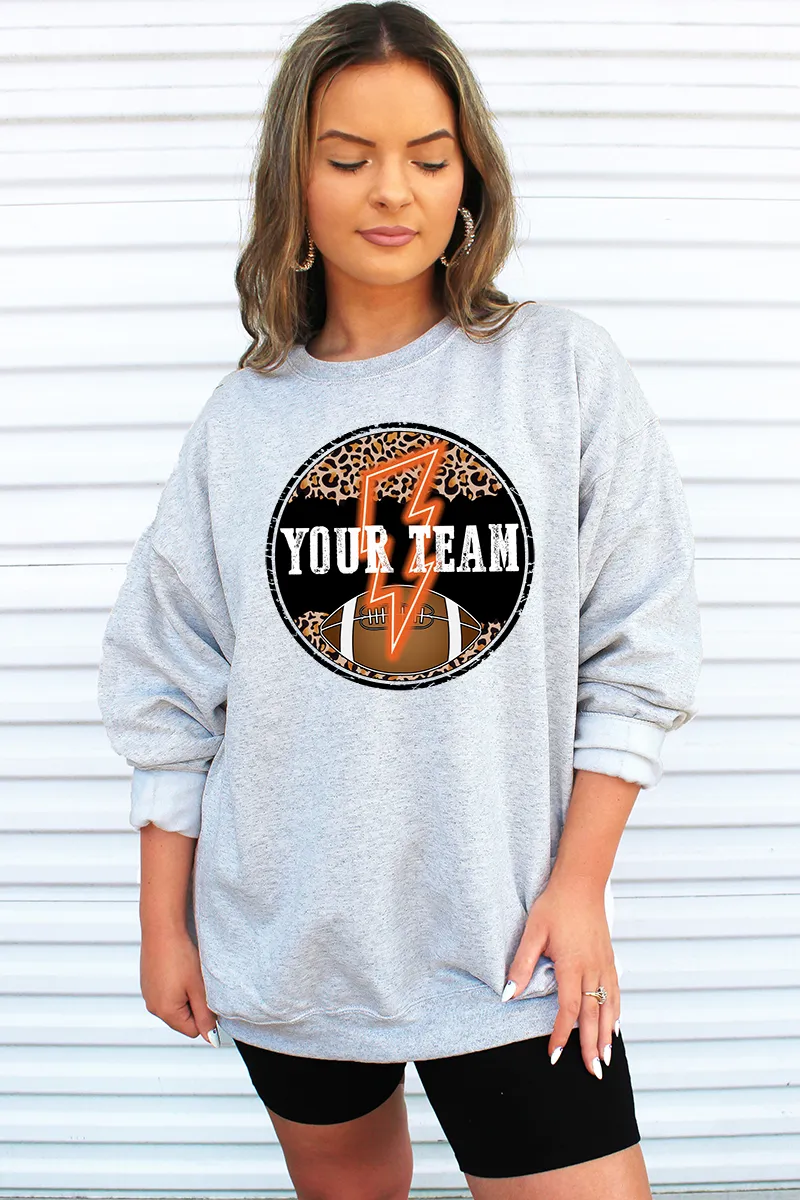 Circle Football Team Name Orange Unisex NuBlend Crew Sweatshirt