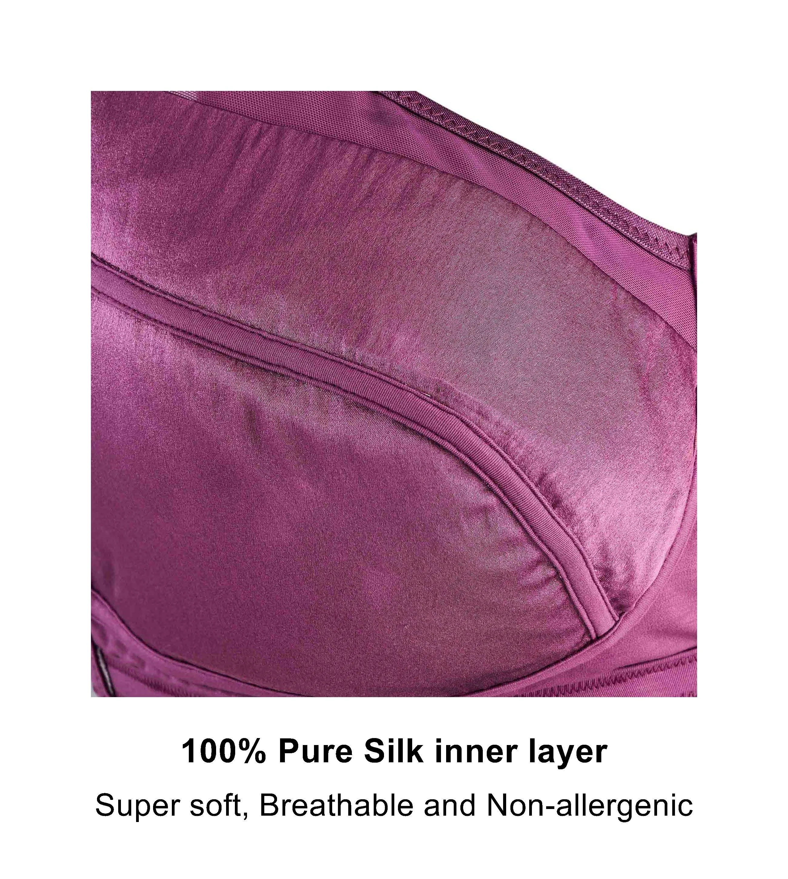 Claret Silk Back Support Cotton Sports Bra (Multiple Colors Available)