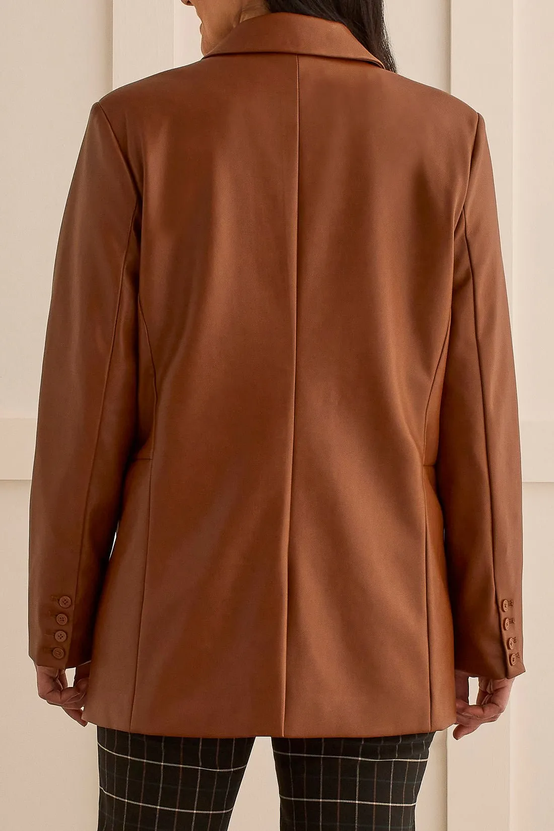 Cognac Pleather Blazer
