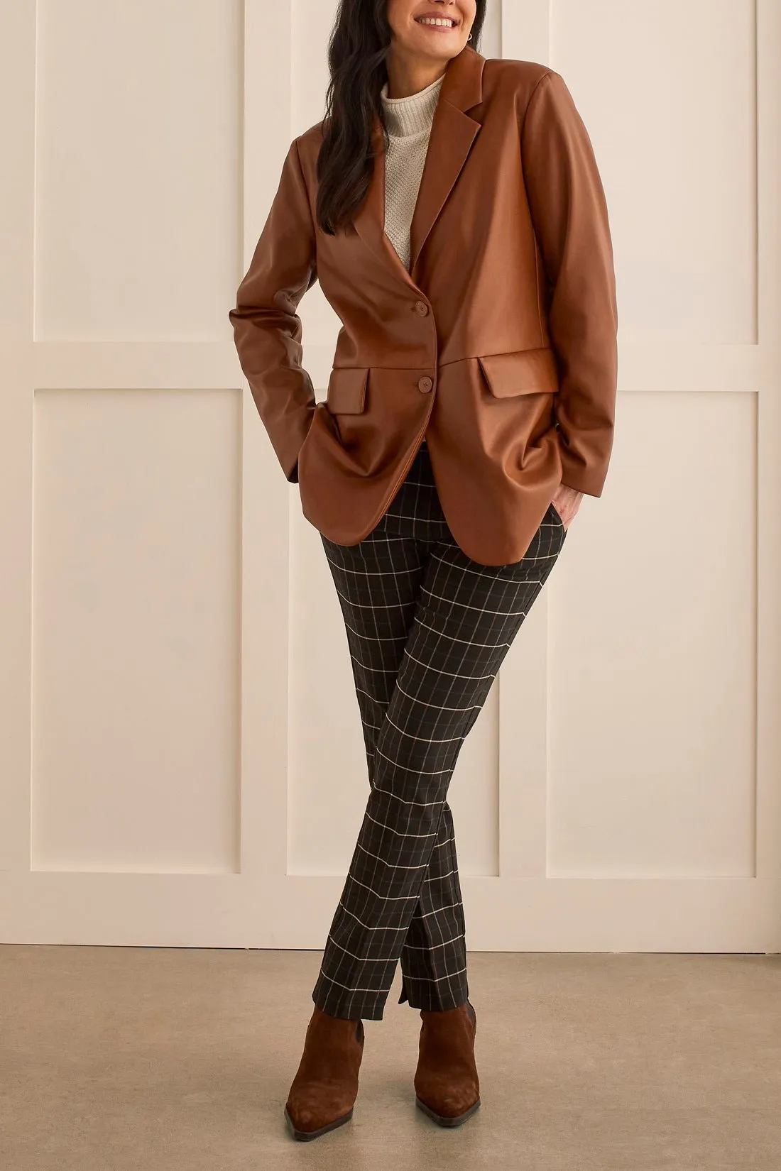 Cognac Pleather Blazer