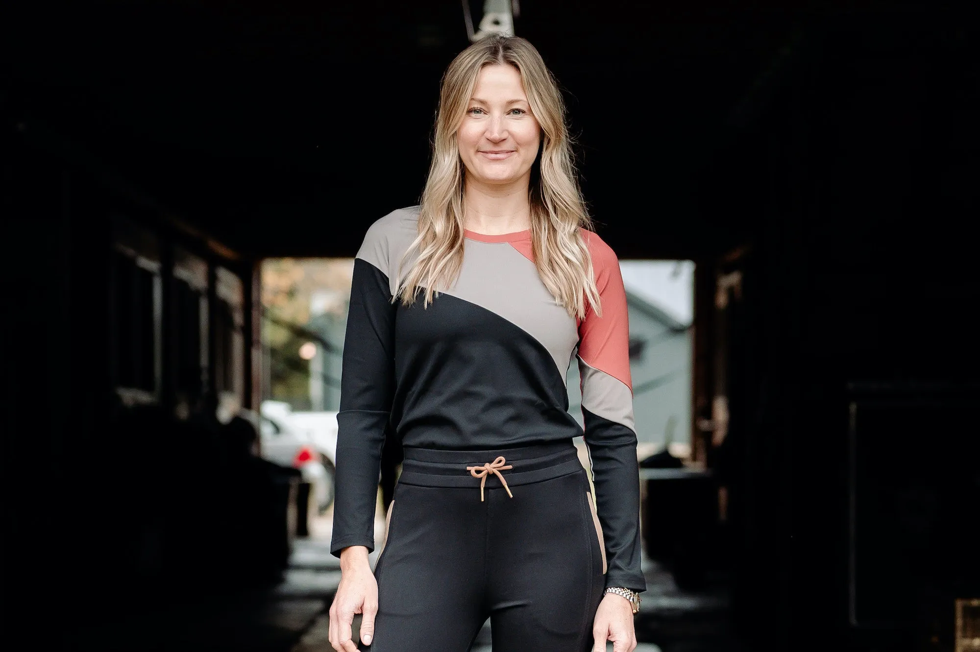 Color Block Long Sleeve - Black/Iron/Apple Butter