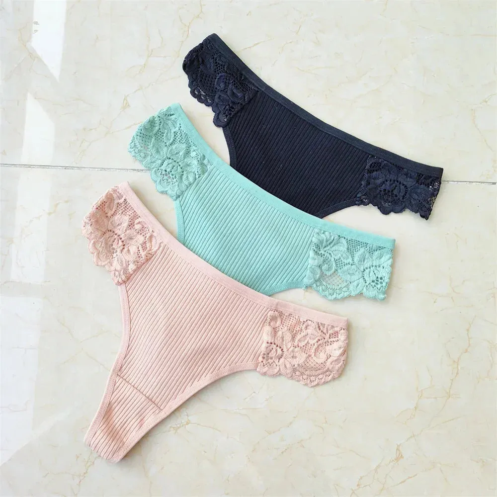 Cotton & Lace G-String Panties