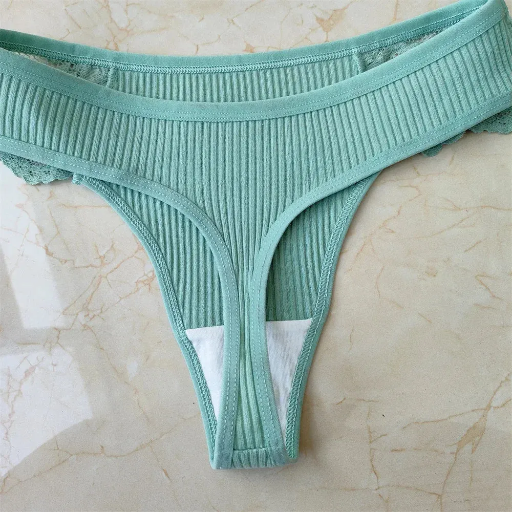 Cotton & Lace G-String Panties