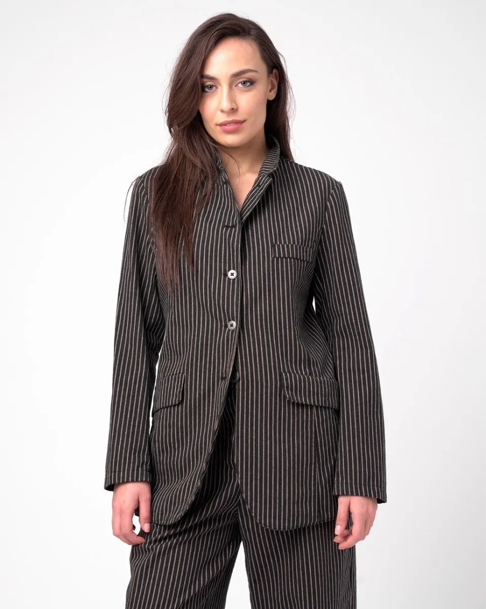 Cotton Striped Blazer Jacket