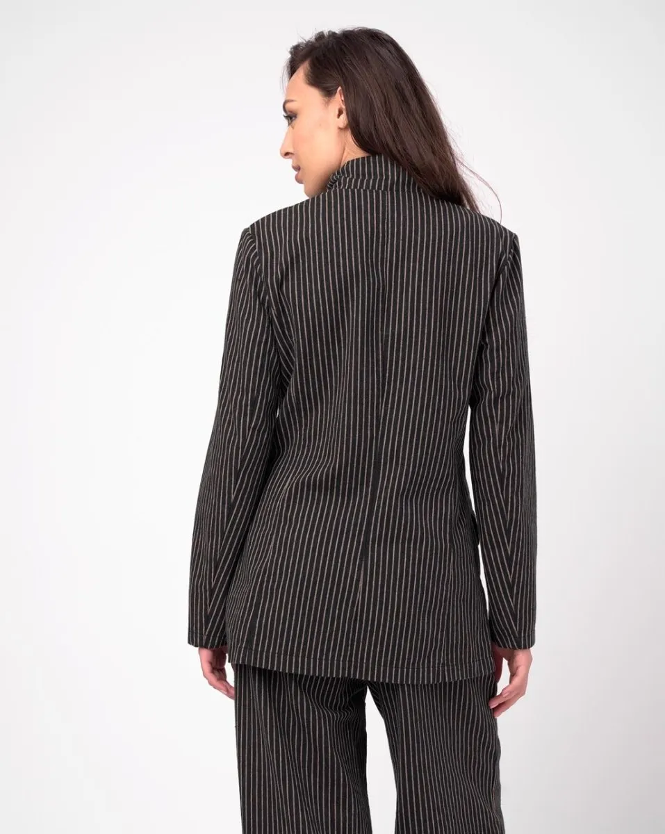 Cotton Striped Blazer Jacket
