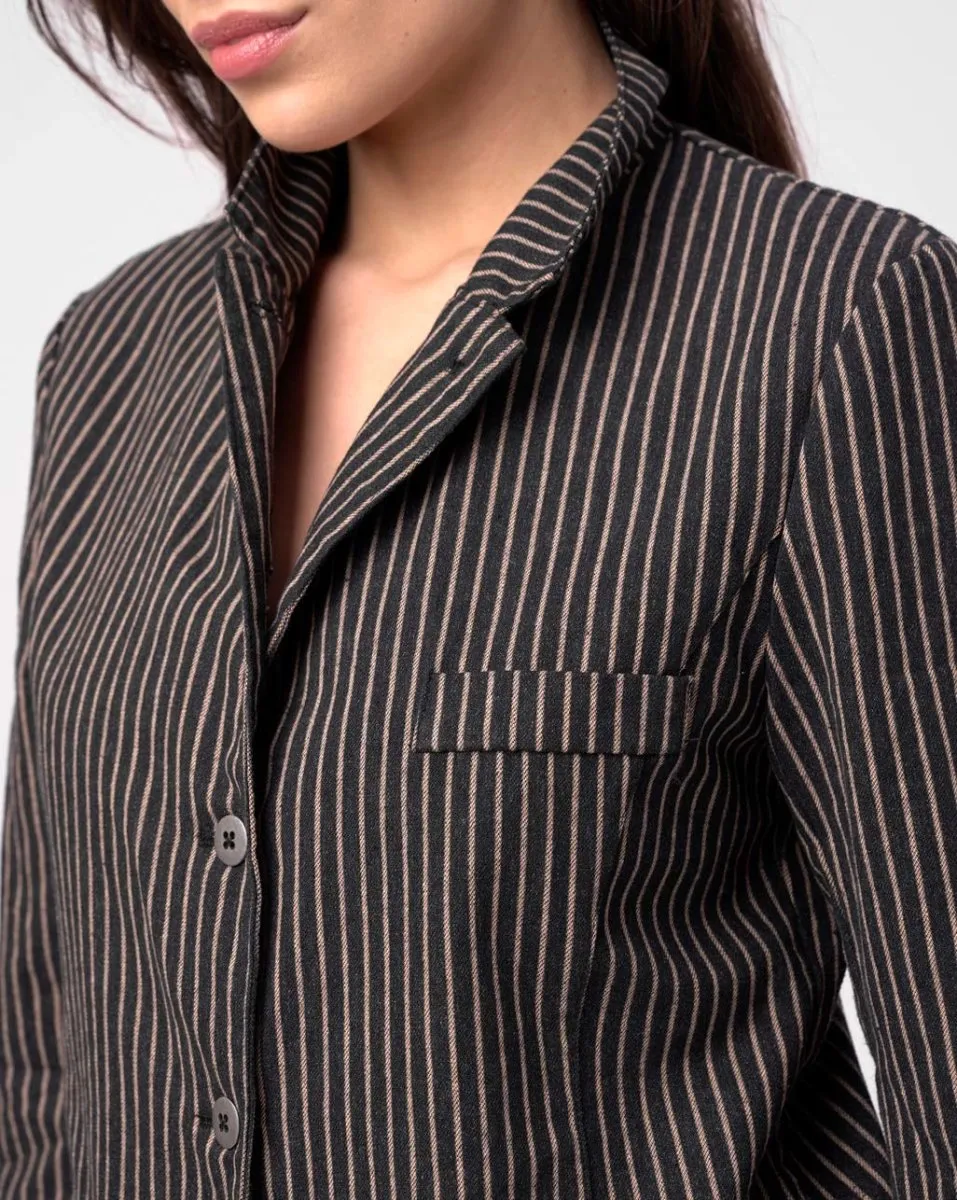 Cotton Striped Blazer Jacket