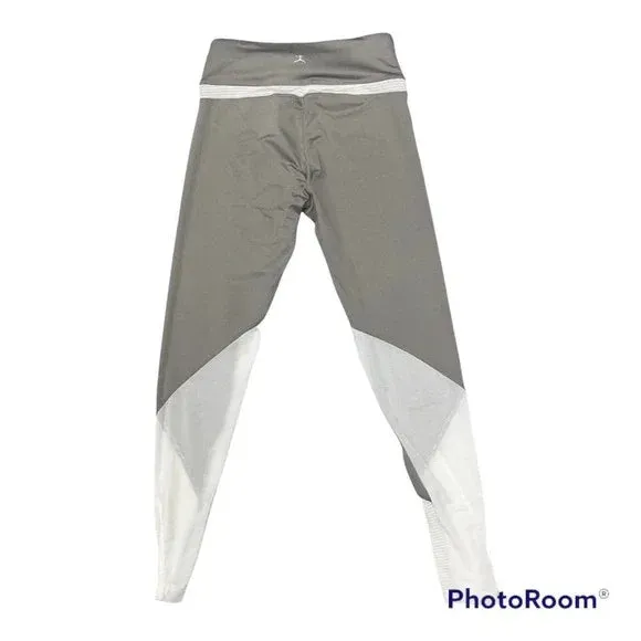Danskin  High Waisted White and Grey Mesh Athletic Leggings