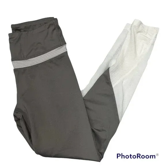 Danskin  High Waisted White and Grey Mesh Athletic Leggings