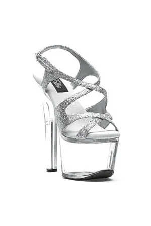 Ellie 711-LANCE-G 7" Heel Silver Glitter Sandal