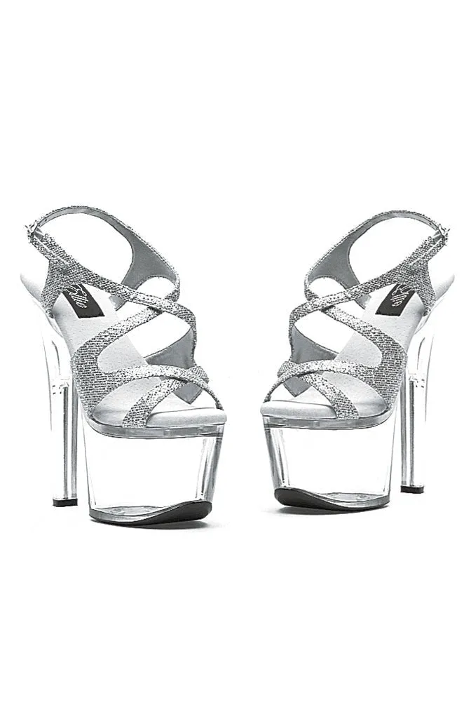 Ellie 711-LANCE-G 7" Heel Silver Glitter Sandal