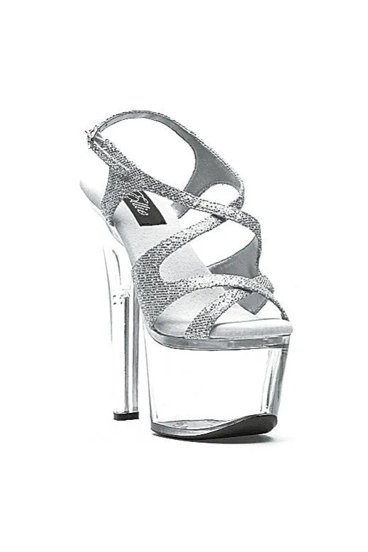 Ellie 711-LANCE-G 7" Heel Silver Glitter Sandal