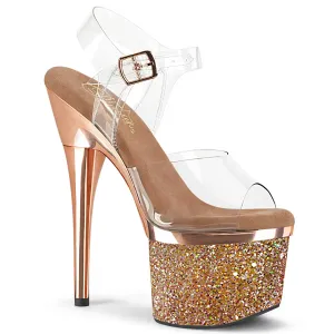 ESTEEM-708CHLG  Clear/Rose Gold Chrome-Multi Glitter