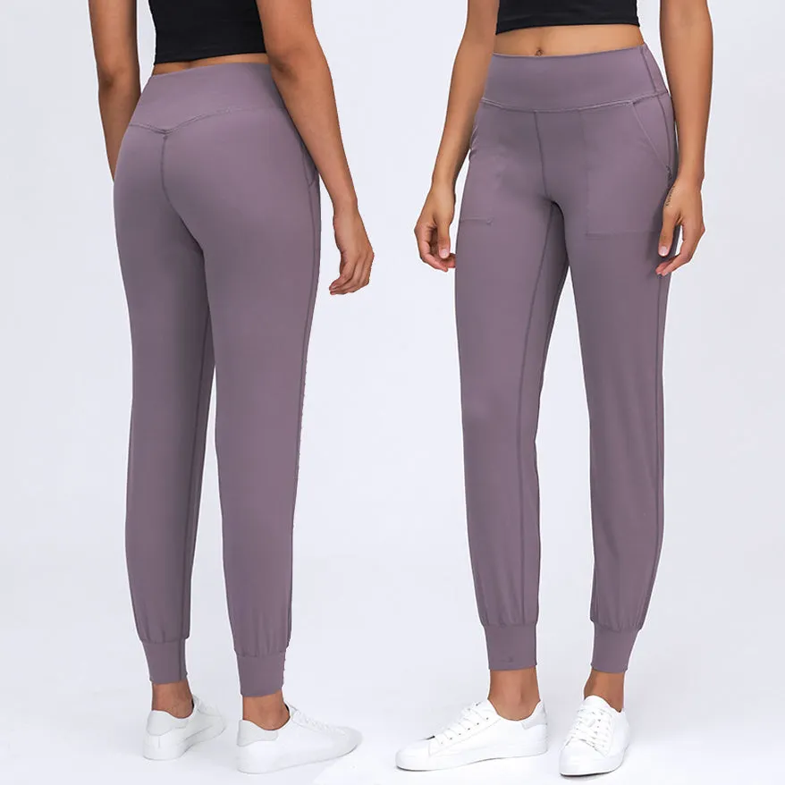 Fashion Sweat pants With Pocket Fitness Yoga  High Waist Nylon Spandex Yoga  Track pants