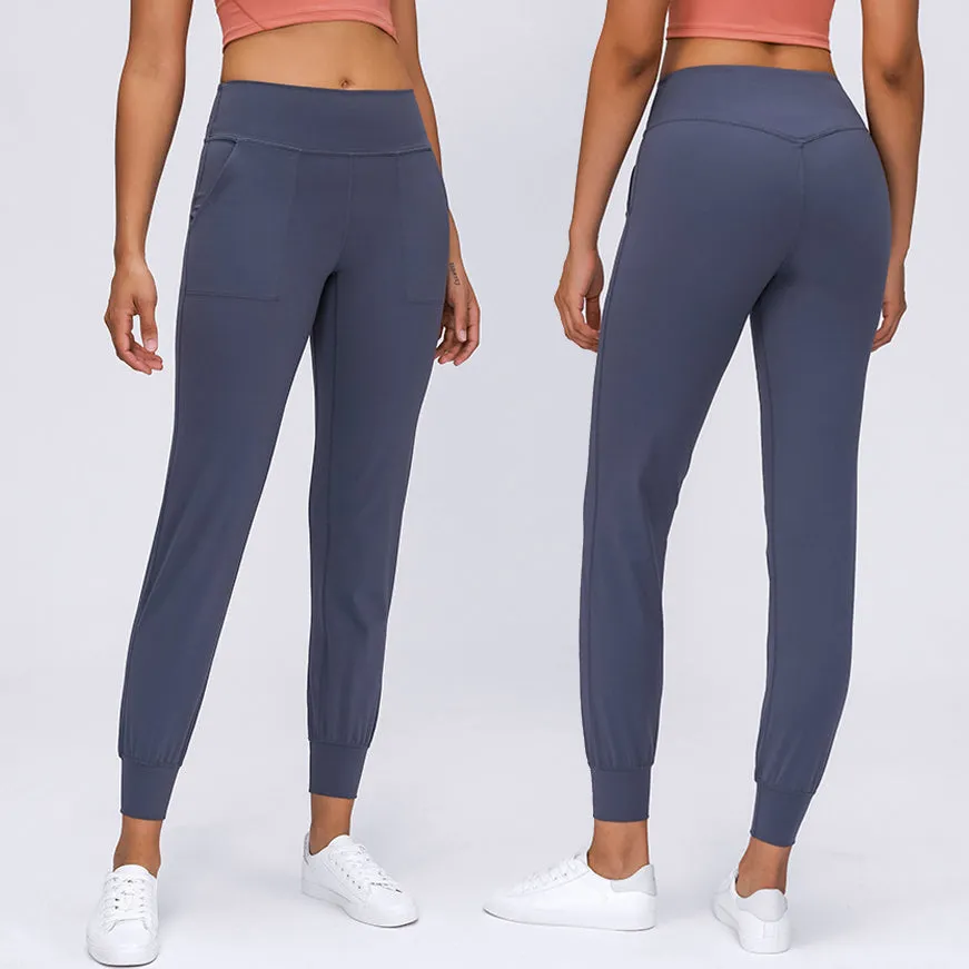 Fashion Sweat pants With Pocket Fitness Yoga  High Waist Nylon Spandex Yoga  Track pants