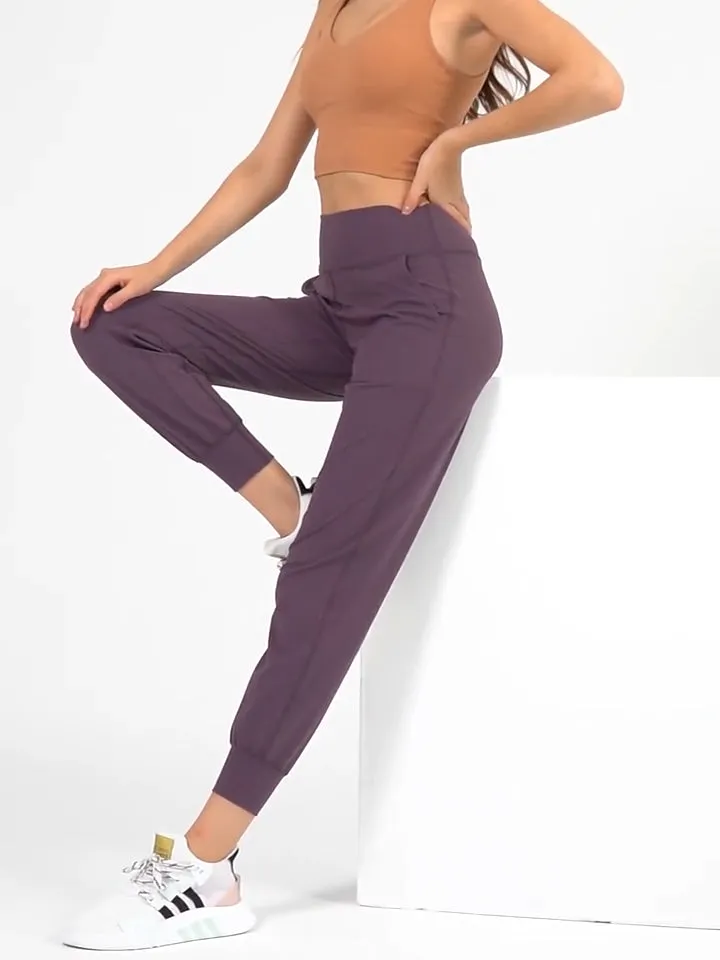 Fashion Sweat pants With Pocket Fitness Yoga  High Waist Nylon Spandex Yoga  Track pants