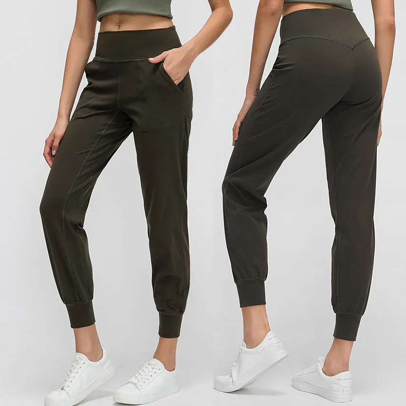 Fashion Sweat pants With Pocket Fitness Yoga  High Waist Nylon Spandex Yoga  Track pants
