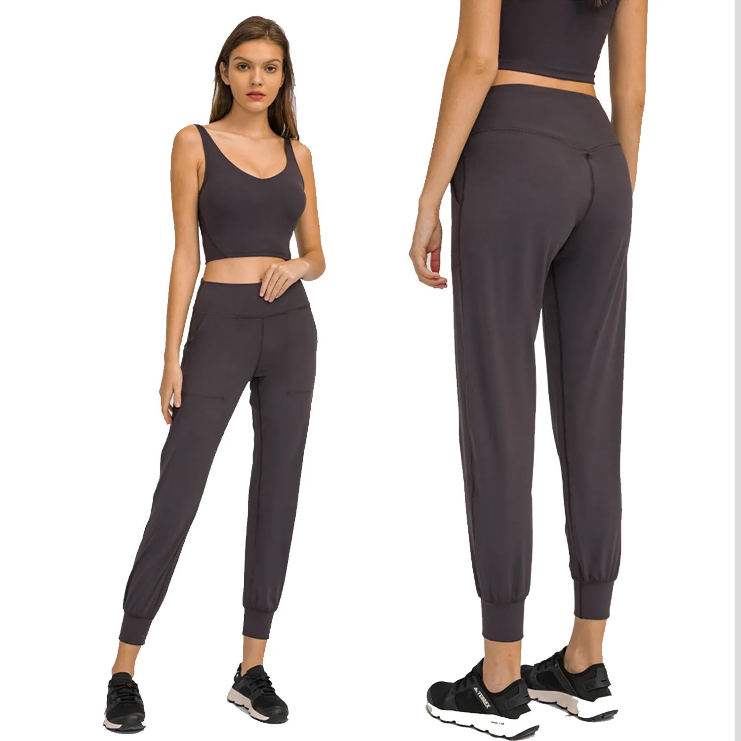 Fashion Sweat pants With Pocket Fitness Yoga  High Waist Nylon Spandex Yoga  Track pants
